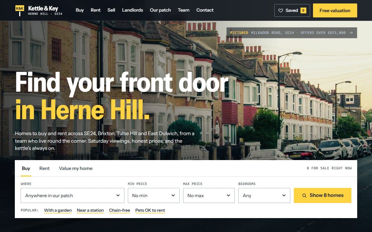 Screenshot of the Kettle & Key concept website