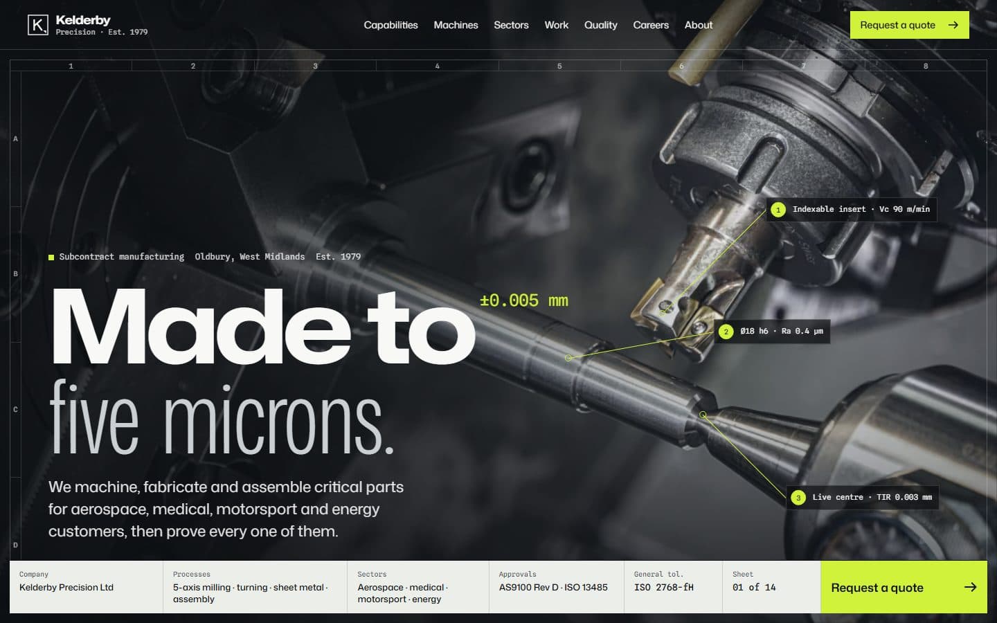 Concept website for Kelderby Precision