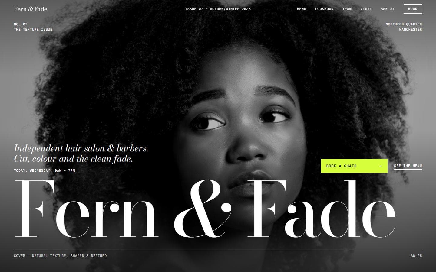 Concept website for Fern & Fade