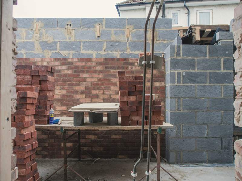 Blockwork walls going up for a rear extension