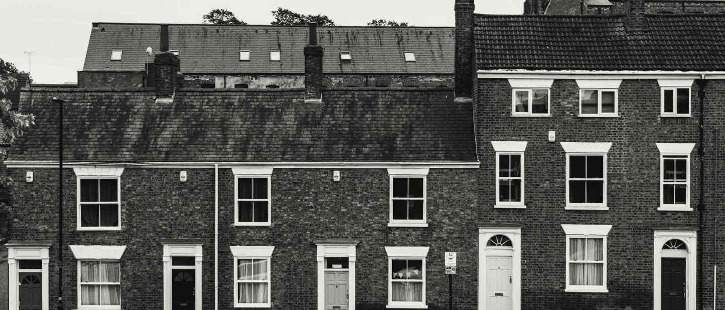 A row of London brick terraces