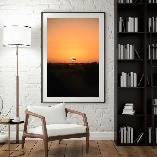 Room mock-up of Orange Horizon as a framed print